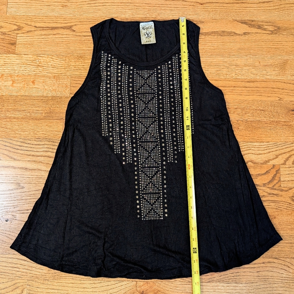 Be Vocal Women's Tank Top Black Studded Western Boho Size Large - Picture 3 of 7